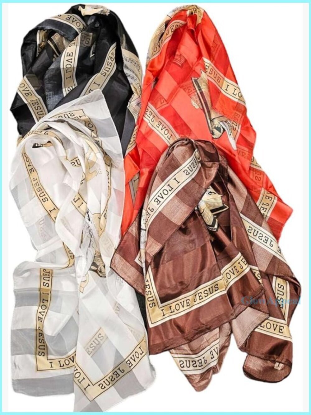 Silk Floral Hair Scarf Set of 4 Multi-Use 35x35 Inches
